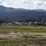 上越市の田んぼと遠くに見える山々、冬が近づく晩秋の風景