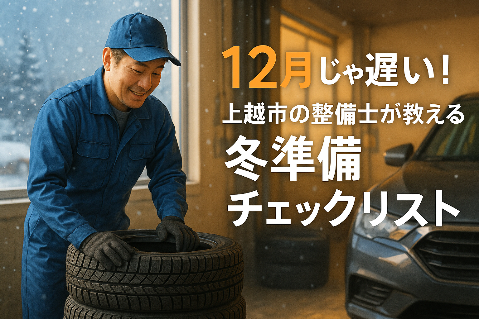 スタッドレスタイヤ交換作業の様子 - 上越市ほしのじどうしゃの冬準備サポート